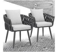 Dining Chairs Set Seating with Rope Frame Cushions Pack of 2 Capacity 120kg