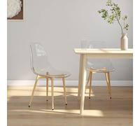 Dining Chairs Transparent PET Seat 46x52x84cm Metal Legs Ergonomic 2pc with Pads