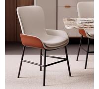 Dining Chairs Upholstered Modern Kitchen Chair Faux Leather Accent Guest Side Chair with Back and Metal Legs for Living Reception Waiting Room Bedroom