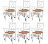 Dining chairs White-Beige pine wood 6pcs 41.5x45.5x85.5cm Ergonomic kitchen set
