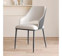 Dining Chairs with Arms, Modern PU Leather Upholstered Accent Side Chairs for Kitchen & Dining Room, Comfortable Design with Stylish Metal Legs