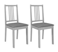vidaXL Dining Chairs with Cushions Kitchen Dinner Chair 2 pcs Grey Solid Wood