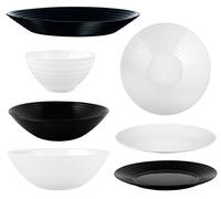 Dining Dinner Dessert Plate Salad Bowl White / Black Gloss Tableware Kitchen UK