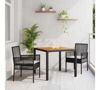 Dining Furniture Set Set of 3 Black Wood Durable Patio Gear Berkfield Home Black One Size