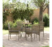 Dining Furniture Set Set of 5 Grey Rattan, Glass Durable Berkfield Home Grey One Size