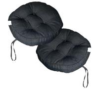 Dining Kitchen Chair Pads with Ties 40×40×8cm Soft Comfort Round Chair Cushions for Indoor/Dining/Kitchen Chairs Seat Cushion Chair Pad(Black 2PCS_40X40X8CM)