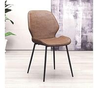 Dining Kitchen Side Chair - Metal Legs with Leather Seat, Living Room Club Guest Chair, Black