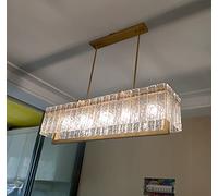 Dining Living Room LED Chandelier Copper Luxury Kitchen Island Long Hanging Light E14 Postmodern Restaurant Villa Pendant Lamp,Indoor Lighting