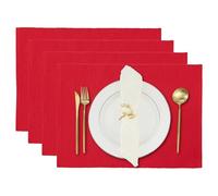 Dining Placemats Set of 4, Reversible Cotton Kitchen Mats for Table Decorations 13x19 inches Chinese Red