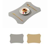 Dining Placemats Sets, Grey Khaki Double-Sided Bicolor Kitchen Table Mats Durable Place Mats, 30x44cm, Set of 6