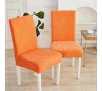 Dining Room Chair Covers Set of 2 4 6, Stretch Parson Chair Covers Kitchen Chair Protectors for Kitchen Banquet Orange 2PCS