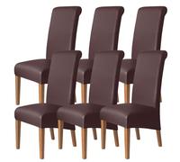 Dining Room Chair Covers,Waterproof PU Leather Dining Chair Cover Set of 2/4/6,Stretch Universal Chair Slipcovers Protection,Removable Washable,for Home Kitchen Restaurant Hotel( Coffee,Set of 6)
