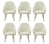 Dining Room Chairs with Armrests, High Elasticity Curved Back Chair Cover for Kitchen and Home Office Decor - Beige