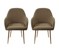 Dining Room Chairs with Armrests, High Elasticity Curved Back Chair Cover for Kitchen and Home Office Decor - Beige