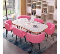 Dining Room Furniture Set - 7-Piece Round Table with 6 Chairs for Kitchen, Living Room, Conference Room - Stylish Meeting Table Set