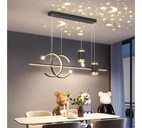 Dining Room Lamp LED Dining Table Lamp Modern LED Pendant Lamp Dimmable with Remote Control Pendant Lamp Dining Room Chandelier for Living Room Bedroom Kitchen Office Pendant Lamp (Black, L100cm)