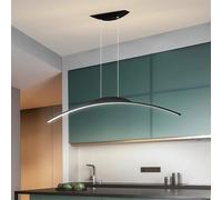 Dining Room Pendant Light Modern Curved LED Pendant Lamp with Remote Control Dimmable Linear chandelier Height Adjustable Cafe Pendant Lighting for Kitchen Island pub Office Light (Black, 120cm)