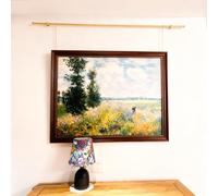 Dining Room Picture Rail Kit with Brass Chains, Picture Hanging Hardware for Art Frames/ Paintings/ Museum Photos, Gallery Wall Decor(90cm/35.4in/3ft)