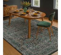 Dining Room Rugs for Under Table - 6x9 Washable Dark Green Oriental Area Rug for Living Room, Low Pile Non-Slip Floor Carpet for Bedroom - Vintage Design & Stain Resistance (6x9 Dark Green)