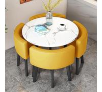 Dining Room Table and Chairs Set for 4, Round Square Conference Table and Chair Combination for Office Reception and Business Negotiation