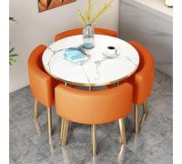 Dining Room Table and Chairs Set for 4, Round Square Conference Table and Chair Combination for Office Reception and Business Negotiation