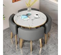 Dining Room Table and Chairs Set for 4, Round Square Conference Table and Chair Combination for Office Reception and Business Negotiation