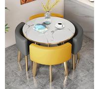 Dining Room Table and Chairs Set for 4, Round Square Conference Table and Chair Combination for Office Reception and Business Negotiation