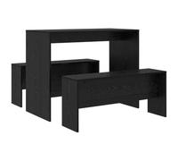 Dining Set 2-Piece Black Oak Effect Wood Composite Table and Bench Space Saving Compact Modern for Dining Room Kitchen with Rustic Country House Style and Scandinavian Design