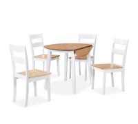 Dining Set 5 Pieces MDF and Rubberwood White