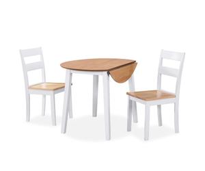 Dining Set 3/5 Piece MDF and Rubberwood White Drop-leaf Table Chairs vidaXL