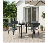 Dining Set 4-Seater Anthracite Steel Powder-Coated 110x80x72cm Outdoor Garden UK