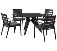 Garden Dining Set 4 Seater OLMETTO/TAVIANO Black Metal with Cushions