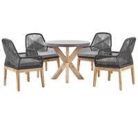 Garden Dining Set 4 Seater OLBIA with Cushions Concrete Black