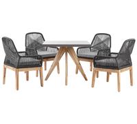 Dining Set 4 Seater Concrete Black OLBIA