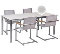 Garden Dining Set 4 Seater COSOLETO White Tempered Glass