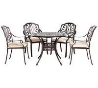 Beliani Garden Dining Set 4 Seater Ancona With Cushions Metal Dark Brown