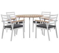 Beliani Garden Dining Set 4 Seater Cavoli Grey Metal With Cushions