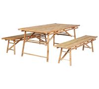 Garden Dining Set 4 Seater TINDARI Light Brown Bamboo
