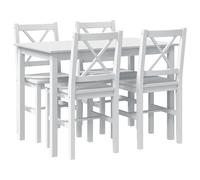 Dining set 5-piece Pine Wood Brown & White Lacquered Table 4 Chairs 108x65x73 cm