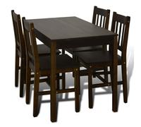 Dining Set 5 Piece Pine Wood Kitchen Dinner Table Chair Natural/Brown vidaXL