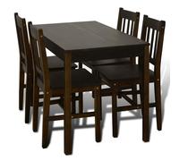 Vidaxl Dining Set 5 Pieces Pine Wood Brown