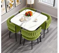 Dining Set - 5 Pieces Modern Kitchen Breakfast Bar Table with 4 Chairs, Ideal for Small Spaces, Office Conference Table, Grey Finish