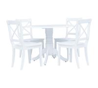 vidaXL Dining Set 5 Pieces Solid Rubber Wood White Dinner Set Furniture Set