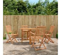 Dining set 5pc Brown Solid Acacia 120x70x74cm Folding Patio Rustic Outdoor Wood