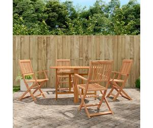 Dining set 5pc Brown Solid Acacia 120x70x74cm Folding Patio Rustic Outdoor Wood