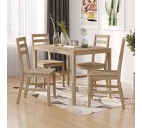 Dining Set 5pc Brown Solid Acacia Wood Table 110x70x75cm Chairs 45cm Comfortable