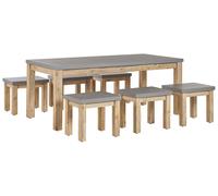 Garden Dining Set with Stools 6 Seater OSTUNI Concrete Grey