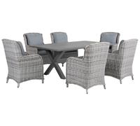 Garden Dining Set 6 Seater CASCAIS with Cushions PE Rattan Grey