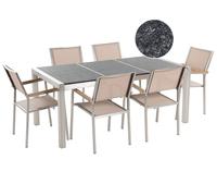 Dining Set 6 Seater Stone Beige GROSSETO