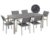 Dining Set 6 Seater Stone Grey GROSSETO
